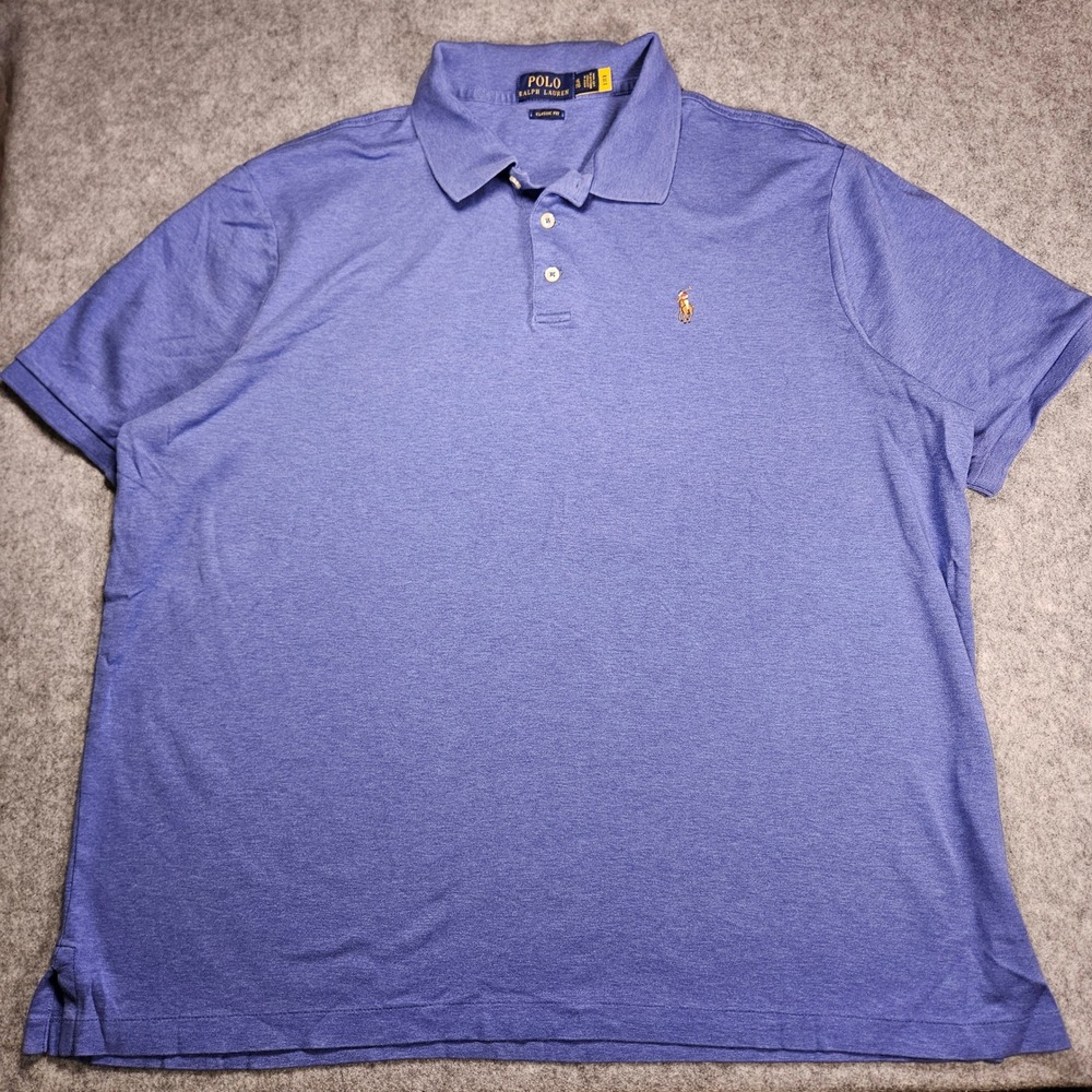 Polo Ralph Lauren Mens Blue Polo Shirt Classic Fit Short Sleeve Pony Logo XL